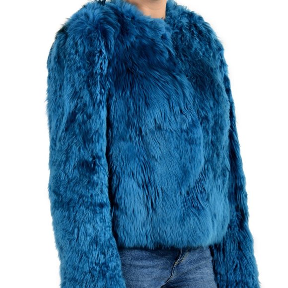 Versace Women's Real Fur Lama Silk Leather Jacket - Picture 2 of 6